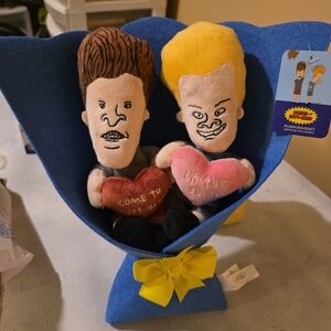 Humorous Plush Duo with Hearts